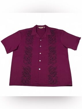 VTG MINT Da Vinci Camp Collar ButtonUp Shirt Magenta Men’s Size XL Dragon Design